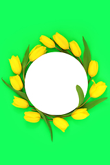 Image showing Abstract Yellow Tulip Flower Spring Wreath 