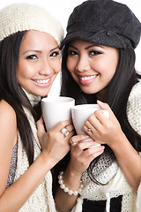 Image showing Asian women drinking coffee