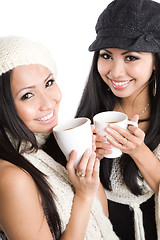 Image showing Asian women drinking coffee