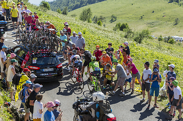 Image showing Two Cyclists in Jura Mountains - Tour de France 2016