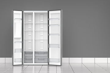Image showing Empty side-by-side refrigerator