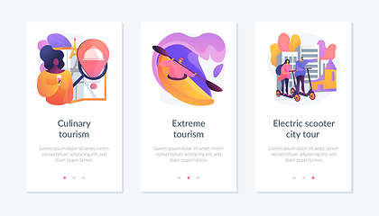Image showing Adventure tourism activities app interface template.