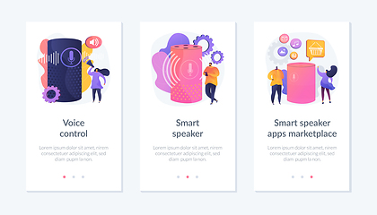 Image showing Smart speaker voice assistant app interface template.