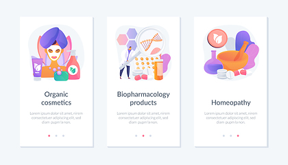 Image showing Organic pharmacological products app interface template.
