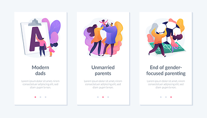 Image showing Gender and social equality parenthood mobile app UI kit.