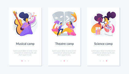 Image showing Kids creative and science camps app interface template.