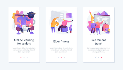 Image showing Elder people activities app interface template.