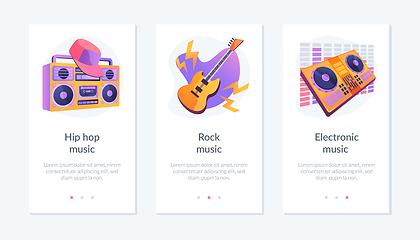 Image showing Popular music styles app interface template.