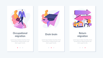 Image showing Students and employees emigration app interface template.