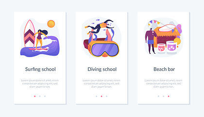 Image showing Seaside activities app interface template.
