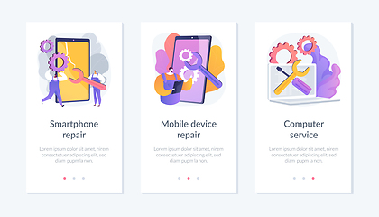 Image showing Personal device repair services app interface template.