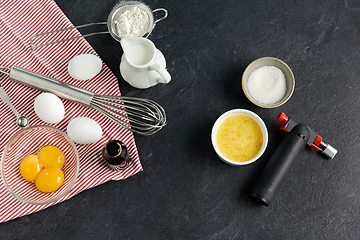 Image showing ingredients and tools for food cooking on table