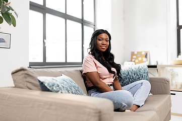 Image showing happy african american young woman at home