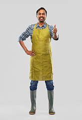 Image showing indian male gardener or farmer showing thumbs up