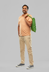 Image showing man with reusable canvas bag for food shopping