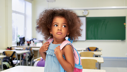 Image showing african american girl with backpack at school