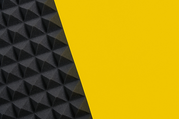 Image showing Music background of acoustic foam panel on yellow copy space