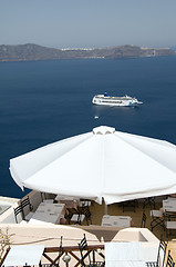 Image showing cruise ship in the harbor santorini