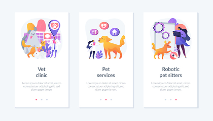 Image showing Pets medical service and entertainment app interface template.
