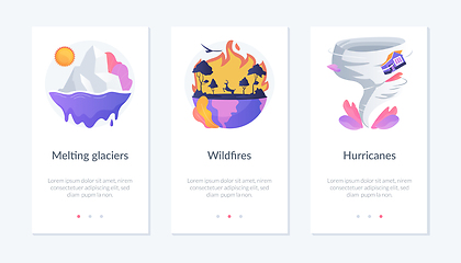 Image showing Global warming consequences app interface template.