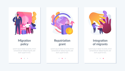 Image showing Human legal migration app interface template.