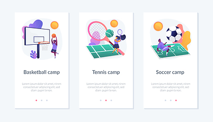 Image showing Sport camps app interface template.