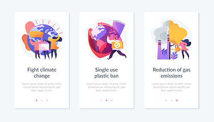 Image showing Global warming problems solutions app interface template.