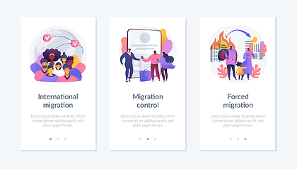 Image showing Population displacement, refugees app interface template.