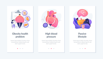 Image showing Overweight consequences and treatment app interface template.
