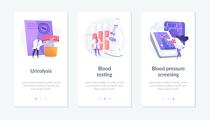 Image showing Clinical laboratory analysis icons cartoon set app interface template.