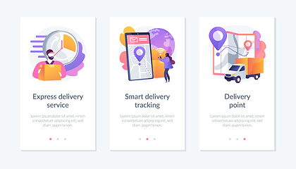 Image showing Parcel shipment services app interface template.