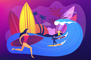 Image showing Surfing school concept vector illustration.