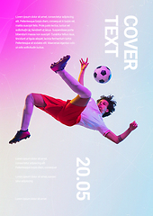 Image showing Sport event poster in neoned colors. Template, copyspace for your design