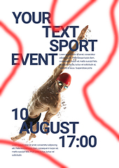 Image showing Sport event poster in neoned colors. Template, copyspace for your design