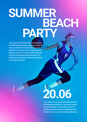 Image showing Sport event poster in neoned colors. Template, copyspace for your design