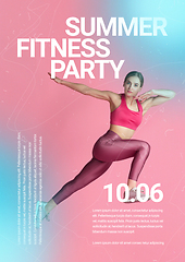 Image showing Sport event poster in neoned colors. Template, copyspace for your design