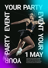 Image showing Sport event poster in neoned colors. Template, copyspace for your design