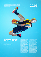 Image showing Sport event poster in neoned colors. Template, copyspace for your design