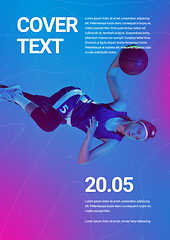 Image showing Sport event poster in neoned colors. Template, copyspace for your design