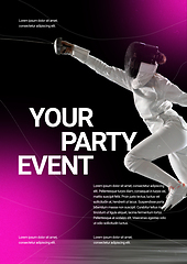 Image showing Sport event poster in neoned colors. Template, copyspace for your design