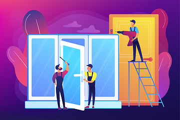 Image showing Windows and doors services concept vector illustration