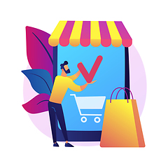 Image showing Shopping mobile app vector concept metaphor.