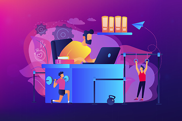 Image showing Fitness-focused workspace concept vector illustration.