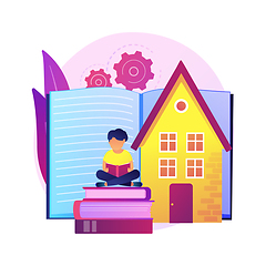 Image showing Woman reading in library vector concept metaphor