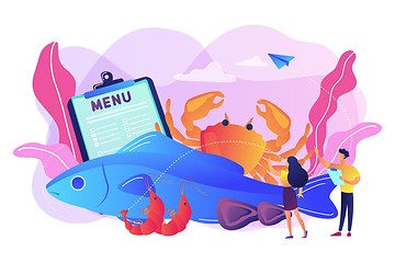 Image showing Seafood menu concept vector illustration.