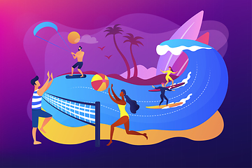 Image showing Summer beach activities concept vector illustration.