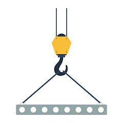 Image showing Icon of slab hanged on crane hook by rope slings 