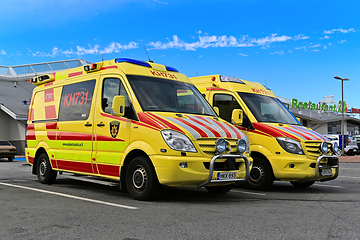 Image showing Two Ambulances Parked