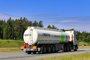 Image showing White Fuel Tanker NESTE at Speed