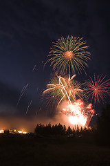 Image showing Multiple explosion fireworks display